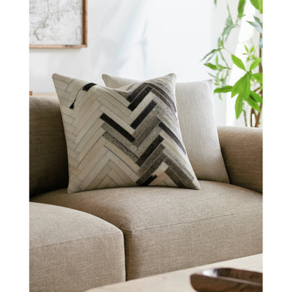 Zander - 29977 by Surya in charcoal, taupe. Made from 100% leather, 80% polyester, 20% cotton in a transitional style.