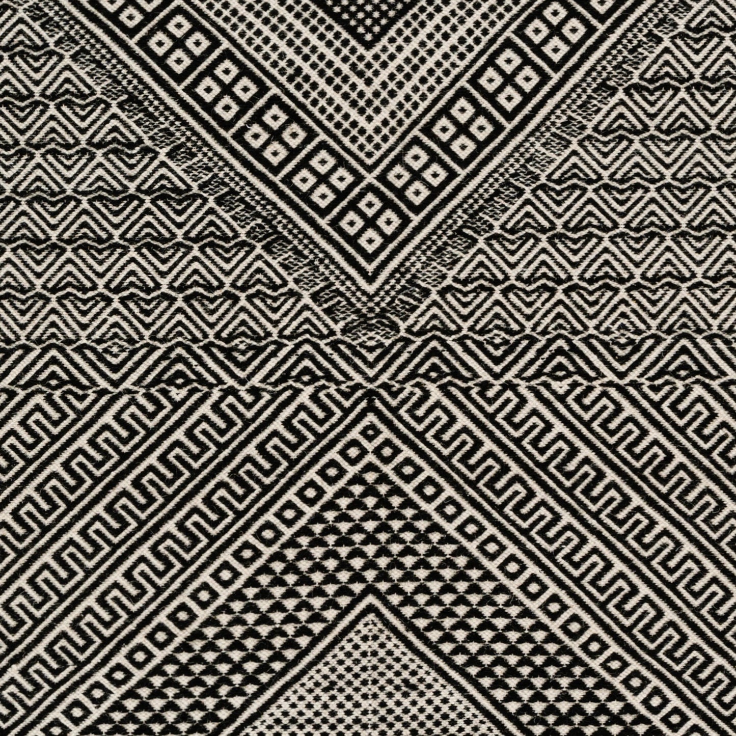 003 SI-1893845,SI-1893846,SI-1893849,SI-1893850,SI-1893852 | Closeup | Zanafi ZNF-2303 Indoor/Outdoor Rug by Surya in black, ivory. Made from 100% wool in a unique style.