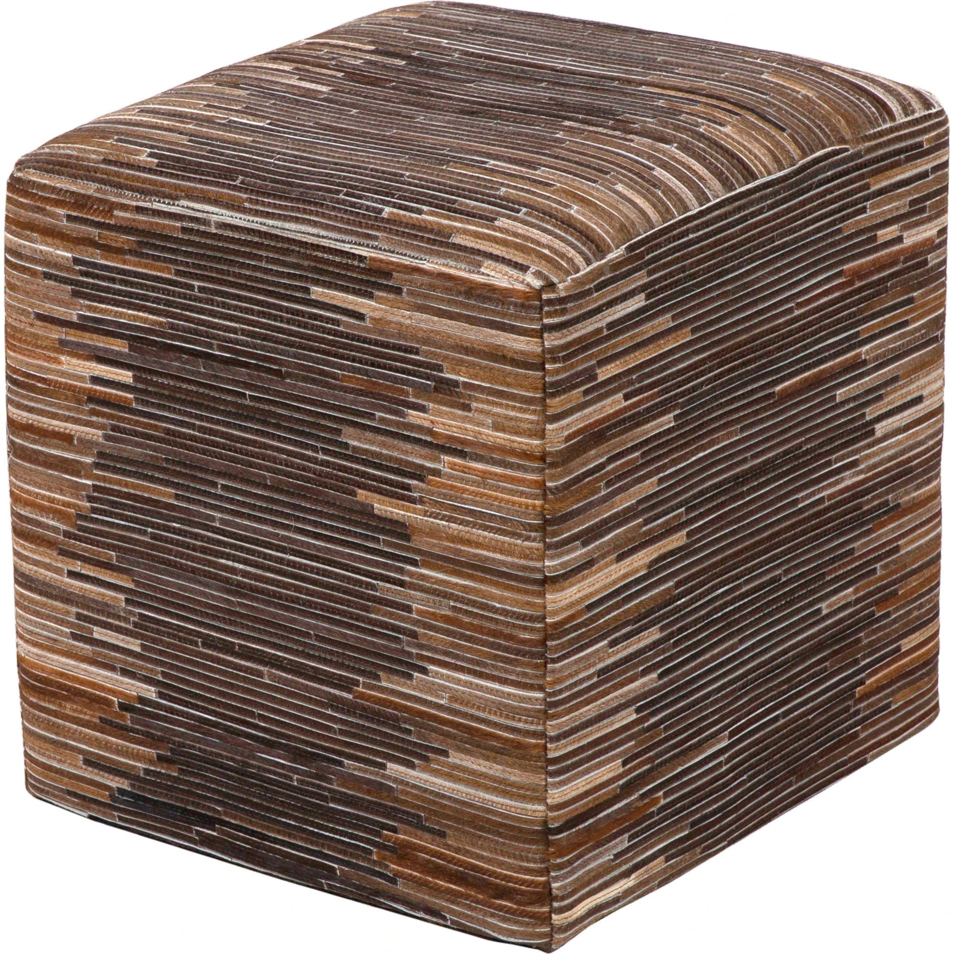 Zander - 21568 by Surya in cream, medium gray, brown. Made from 100% hair on hide, wood, 100% wool in a modern style.