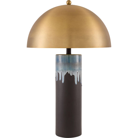 Zentara Accent Table Lamp by Surya in dark blue, metallic gold. Made from ceramic, metal, iron in a modern style.