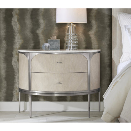 Modern Mood Two Drawer Nightstand by Hooker Furniture. Made from oak veneers, metal, marble in a modern style.