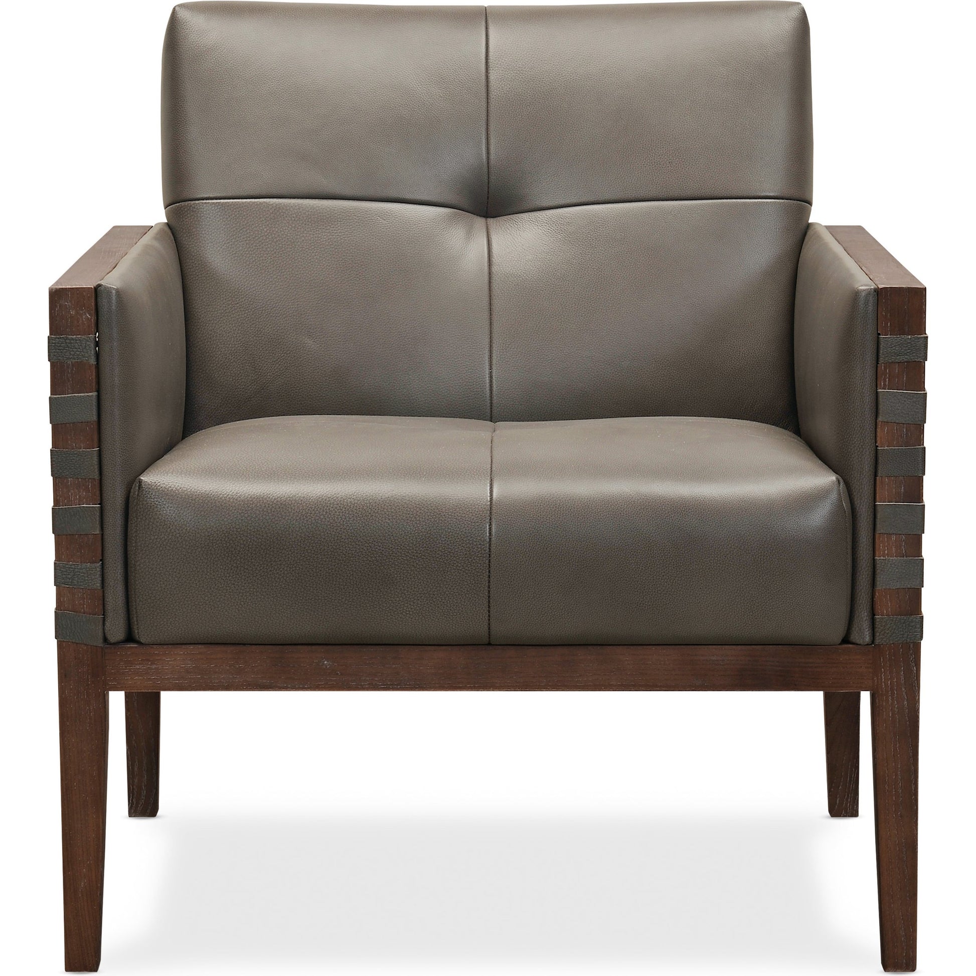 Carverdale Club Chair by Hooker Furniture in grey and maddie gray. Made from leather in a modern style.