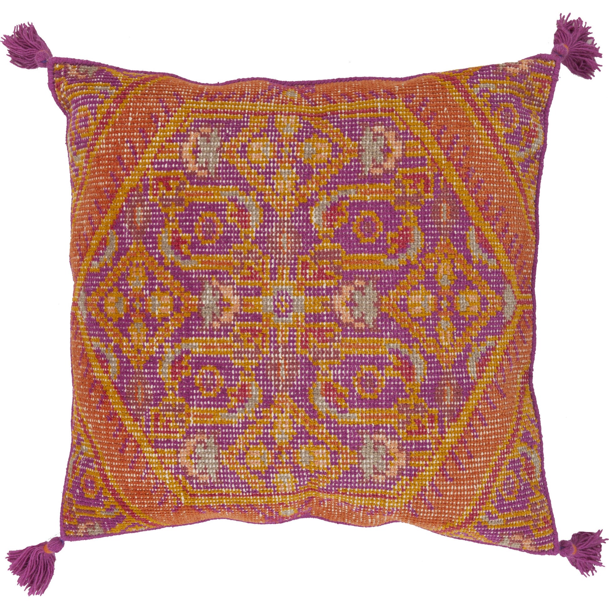 Zahra Indoor/Outdoor Pillow by Surya. Made from front: 100% wool, back: 100% cotton in a eclectic & global style.