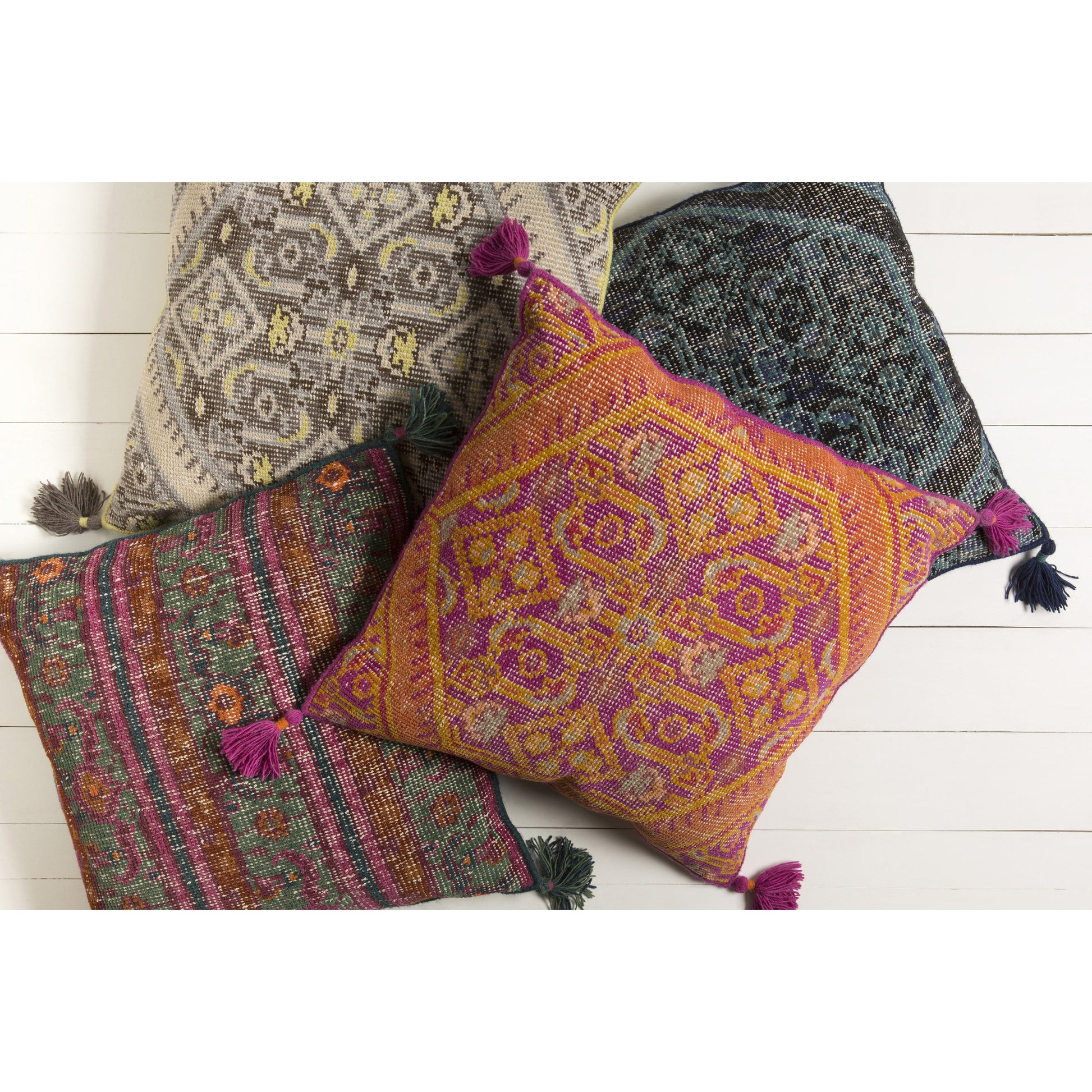Zahra Pillow - 10499 by Surya. Made from front: 100% wool, back: 100% cotton in a eclectic & global style.