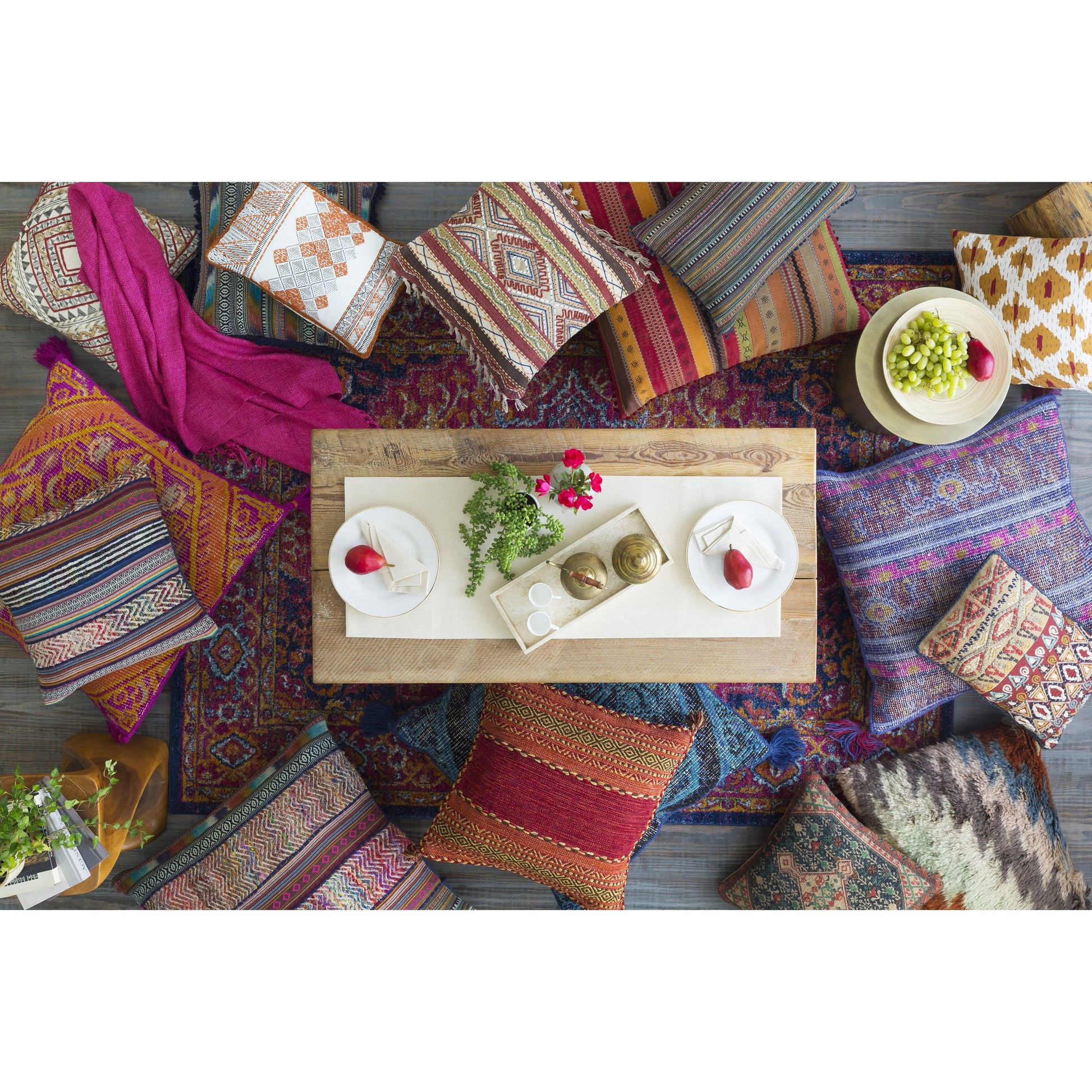 Zahra Pillow - 10499 by Surya. Made from front: 100% wool, back: 100% cotton in a eclectic & global style.