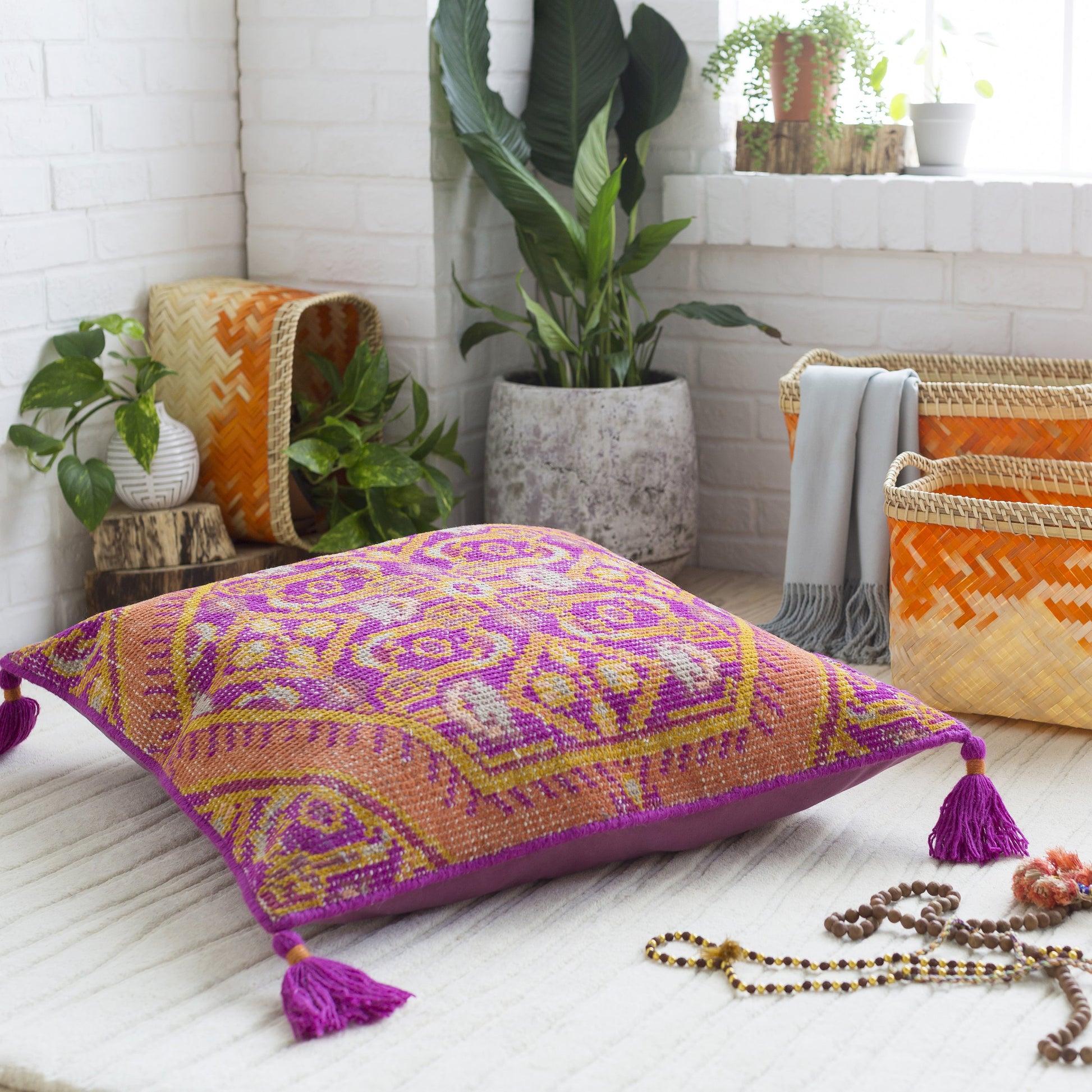 Zahra Pillow - 10499 by Surya. Made from front: 100% wool, back: 100% cotton in a eclectic & global style.
