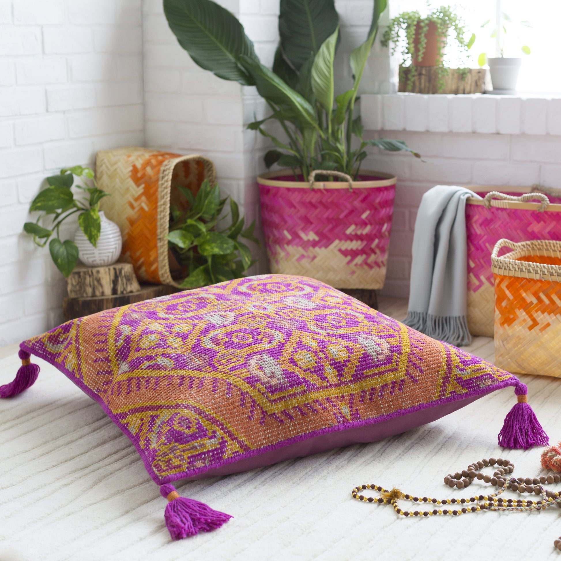 Zahra Pillow - 10499 by Surya. Made from front: 100% wool, back: 100% cotton in a eclectic & global style.