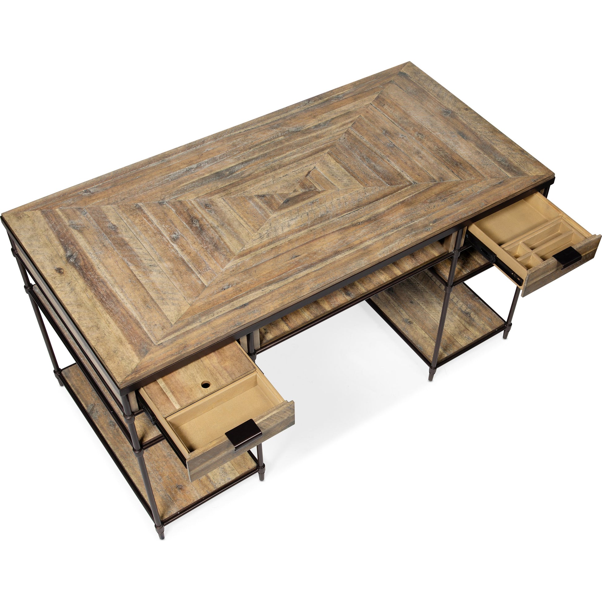 St. Armand Writing Desk by Hooker Furniture. Made from acacia solids with round metal tube, metal sheet in a modern style.