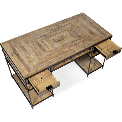 St. Armand Writing Desk by Hooker Furniture. Made from acacia solids with round metal tube, metal sheet in a modern style.