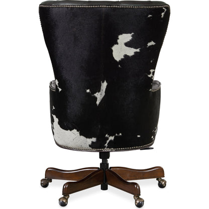 Katherine Executive Swivel Tilt Chair by Hooker Furniture in legendary graphite. Made from leather in a unique style.