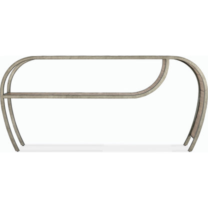 Commerce & Market Open Ended Console Table by Hooker Furniture in medium wood and natural medium wood finish. Made from acacia solids and metal tube in a modern style.