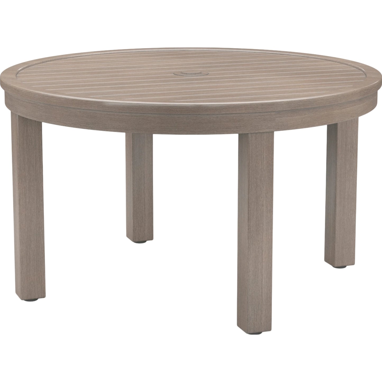 001 SI-2166963 | Primary Silo | Laguna Outdoor 50" Round Dining Table by Sunset West in driftwood. Made from aluminum in a modern style.