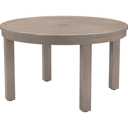 Laguna Outdoor 50" Round Dining Table by Sunset West in driftwood. Made from aluminum in a modern style.