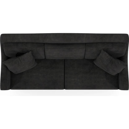 Magritte Sofa by A.R.T. Furniture in charcoal and napa mahogany. Made from rubberwood solids, foam, fabric, metal in a traditional style.