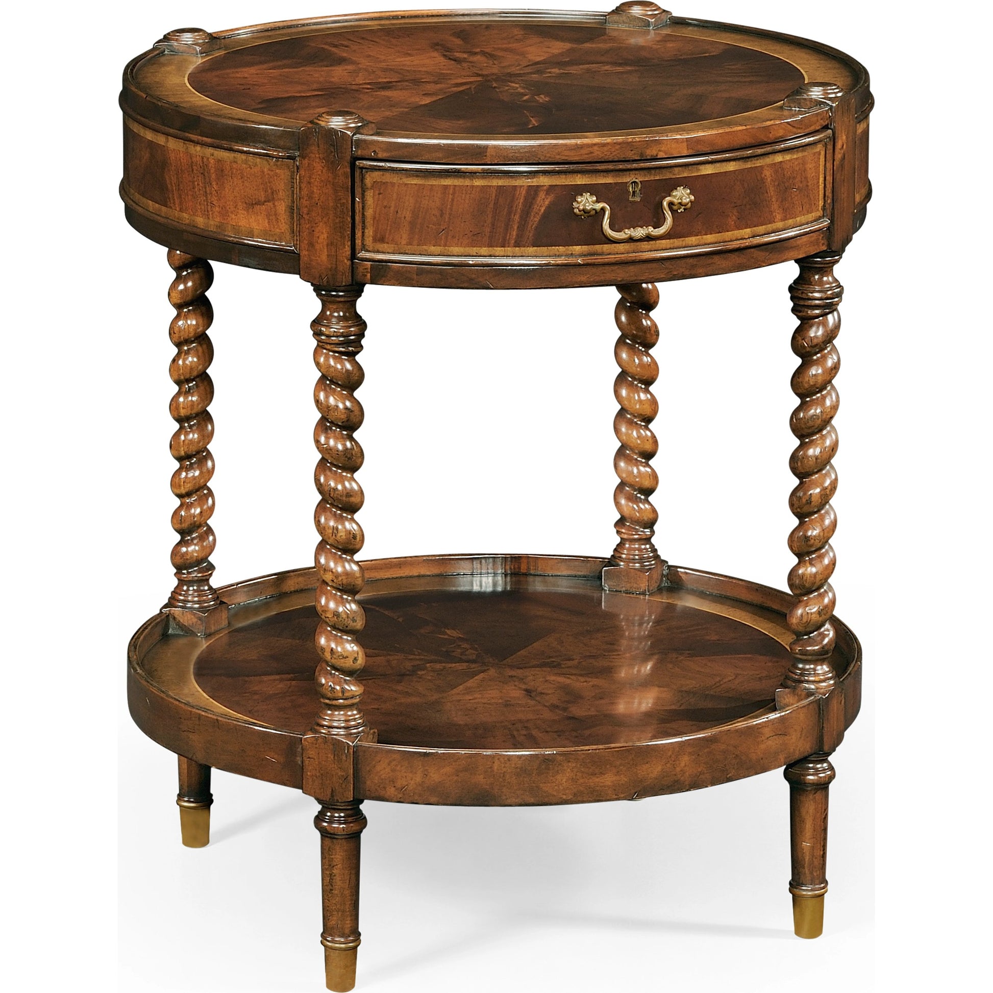 Regency Mahogany Round Side Table by Jonathan Charles in brown and medium antique mahogany. Made from acacia in a traditional style.