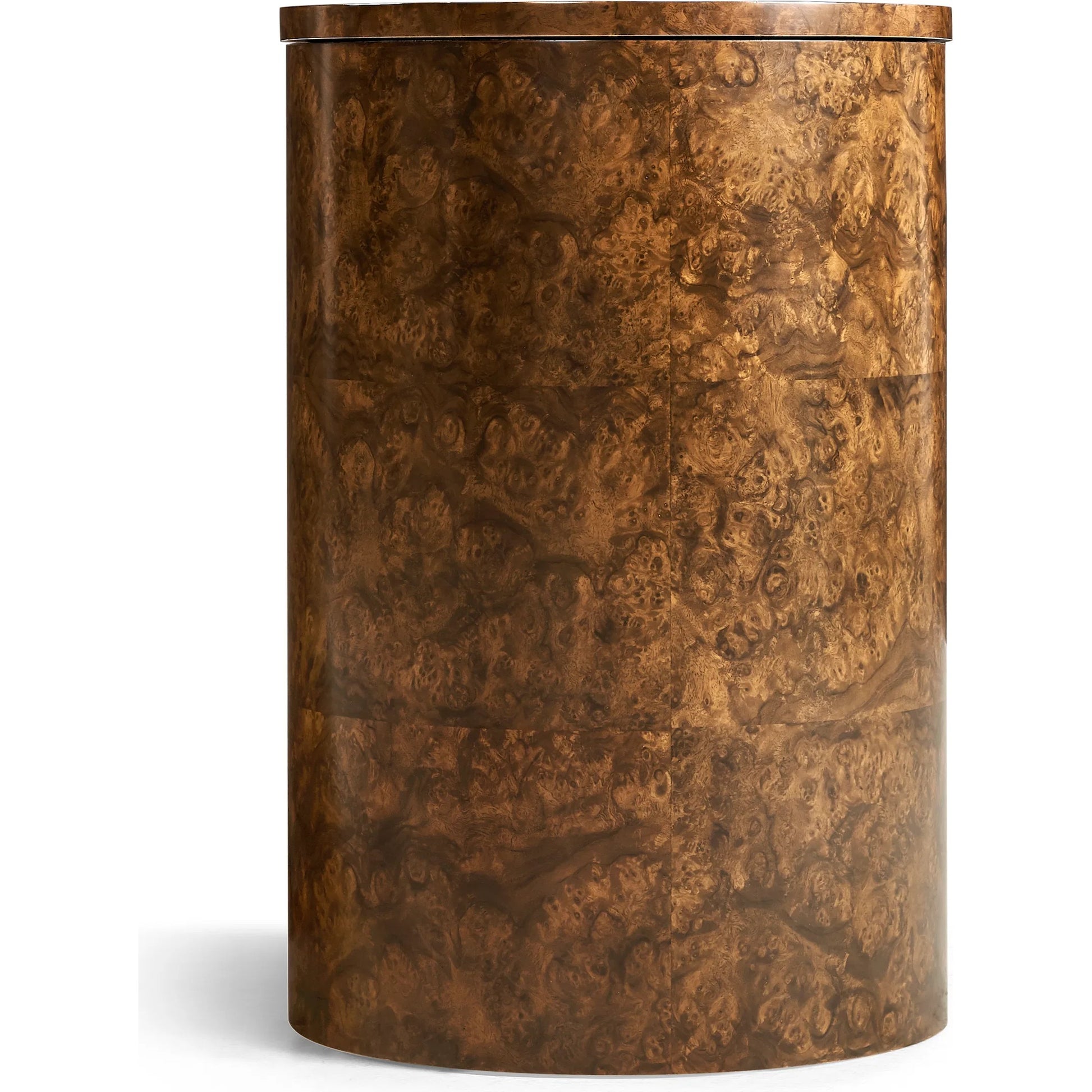 Jacques Martini Table by Jonathan Charles in brown and walnut burl. Made from book match walnut burl veneer, egg shell in a unique style.
