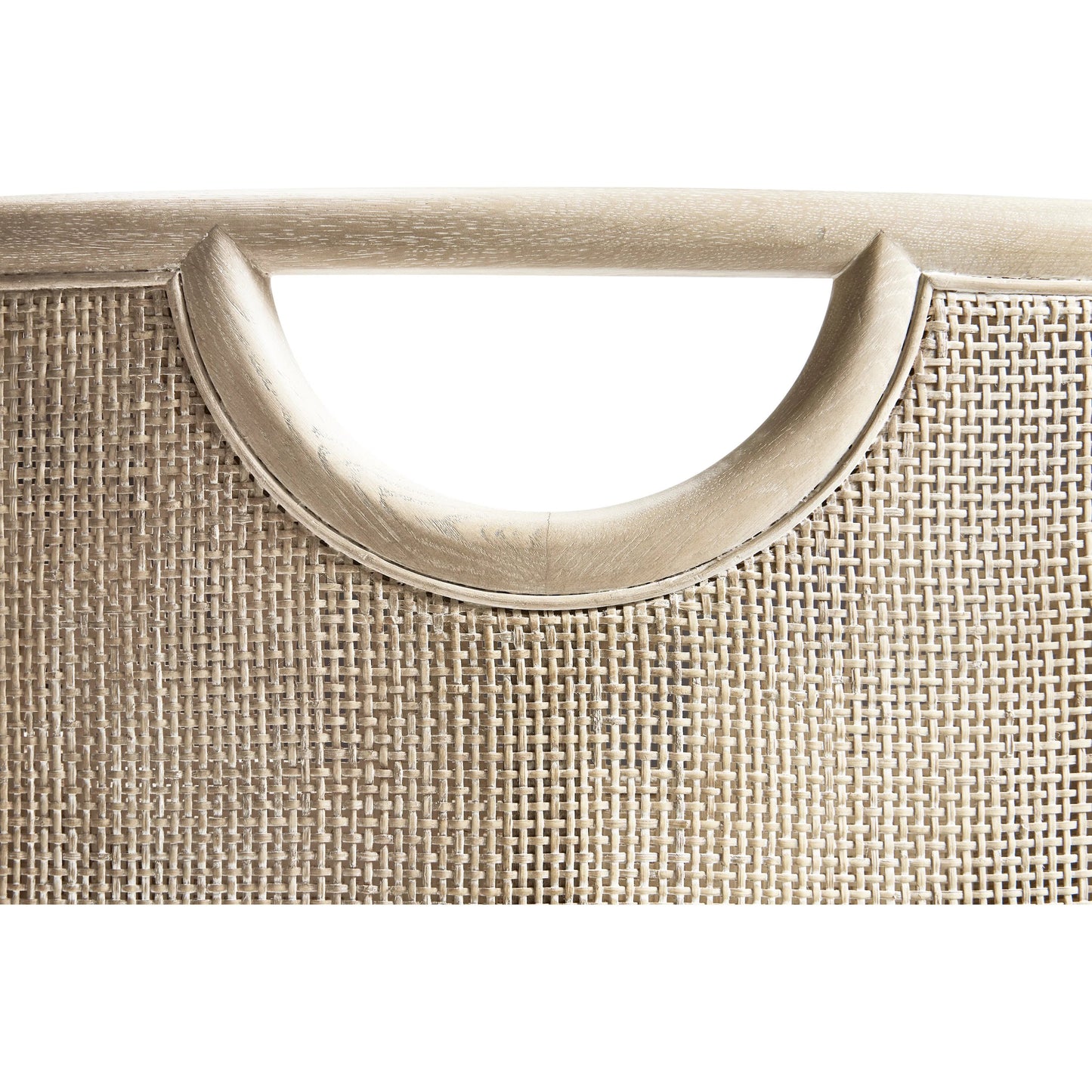 010 SI-2334496 | Closeup | Fjord Dining Chair by Jonathan Charles in white washed cerused oak. Made from oak solids, cane, rope, foam, fabric in a transitional style.