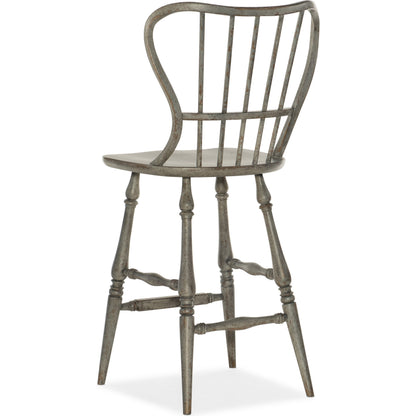 Ciao Bella Spindle Back Bar + Counter Stool by Hooker Furniture. Made from hardwoods, copper sheet in a traditional style.