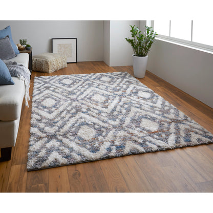 Mynka Transitional Diamond Rug - 39IAF by Feizy in ivory, gray, taupe. Made from polyester in a unique style.