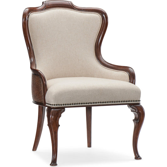 Charleston Upholstered Arm Chair (Set of 2) by Hooker Furniture in chateau linen and maraschino cherry. Made from fabric, cane in a transitional style.