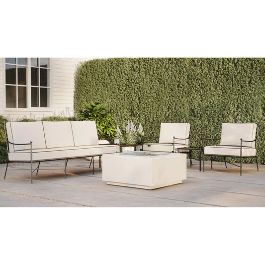 Provence Outdoor Sofa by Sunset West in pewter. Made from wrought iron in a modern style.