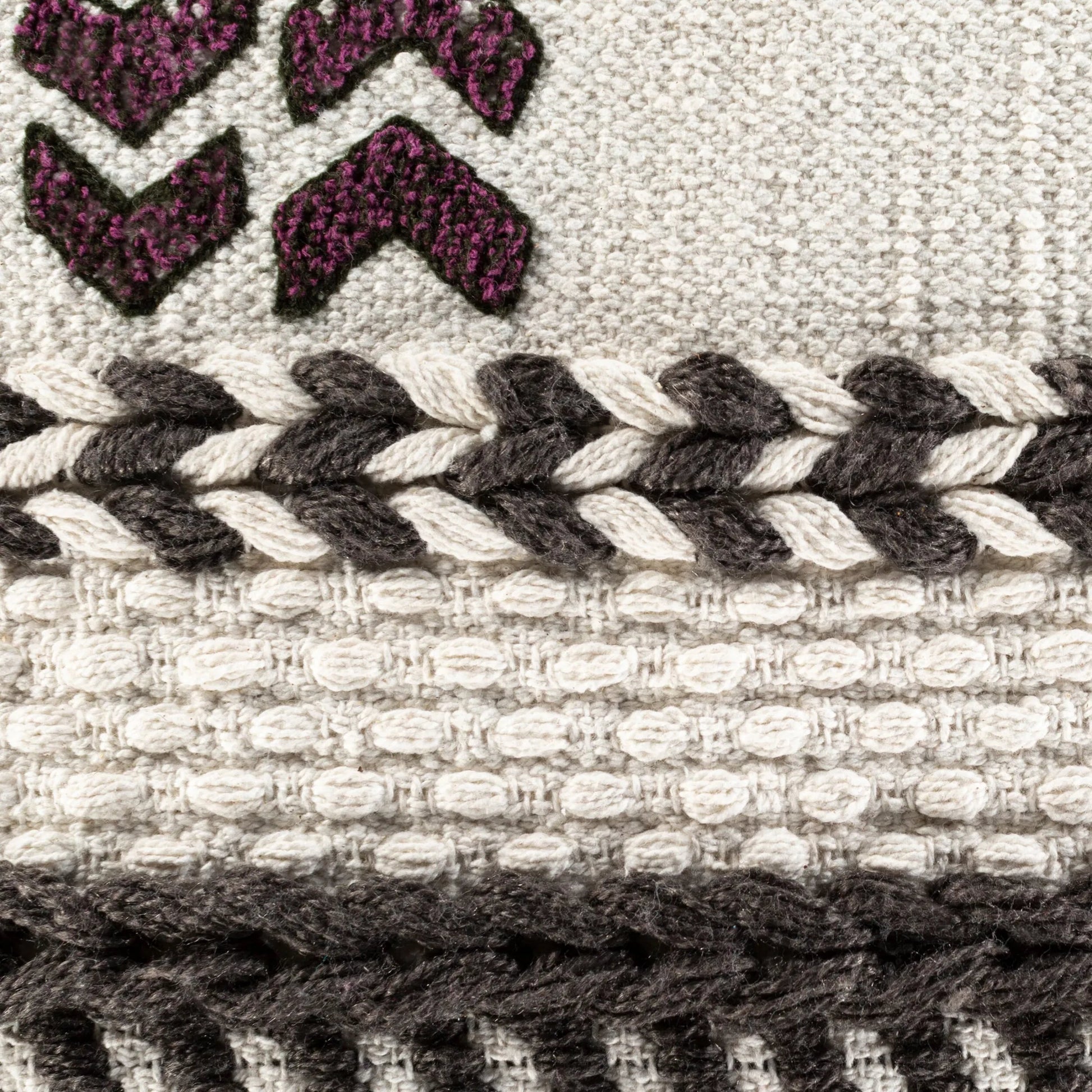 Zuri Indoor/Outdoor Pillow by Surya in charcoal, white, fuchsia, tan, navy. Made from 100% cotton in a eclectic & global style.