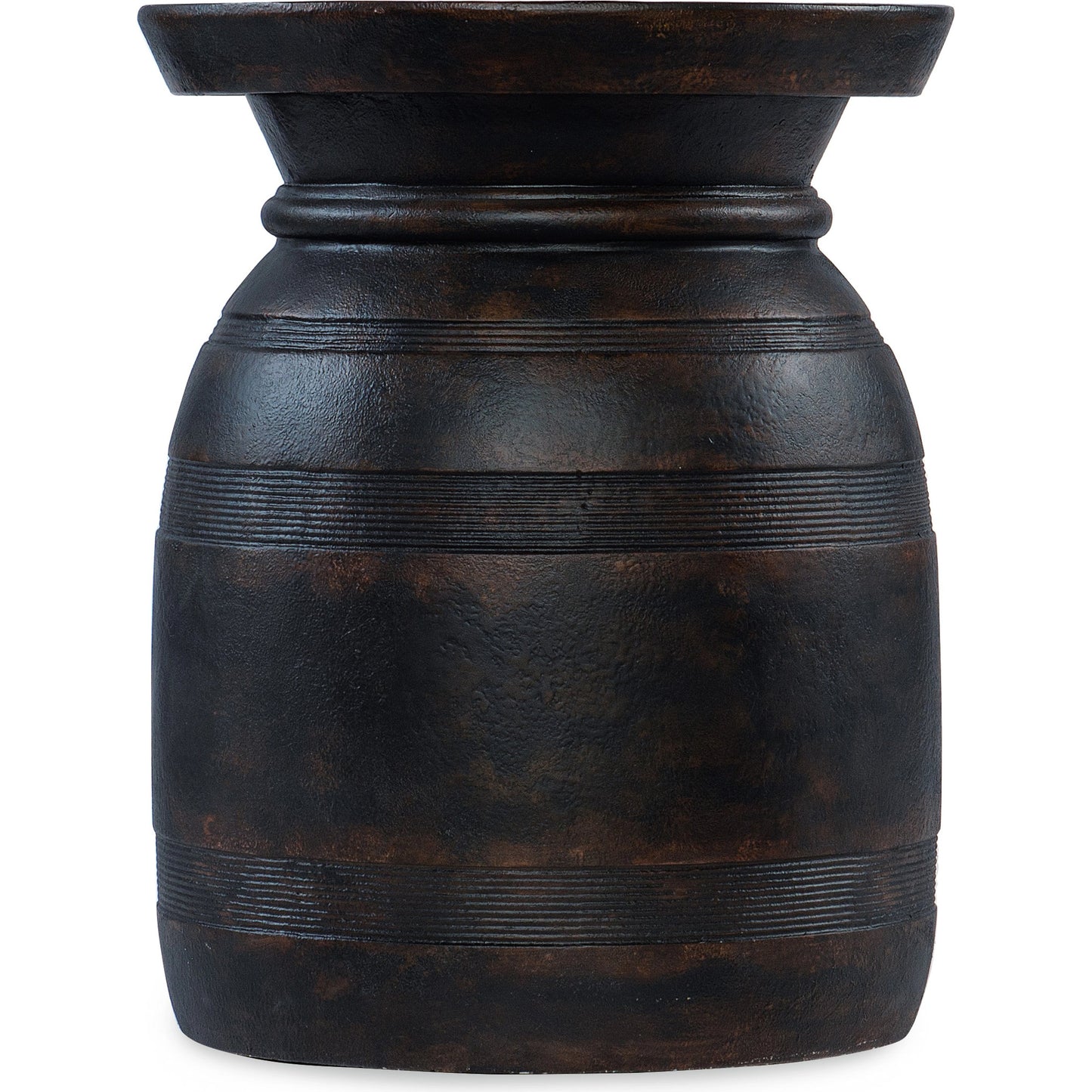 001 SI-1959540 | Primary Silo | Big Sky Urn Spot Table by Hooker Furniture in distressed black. Made from resin in a modern style.