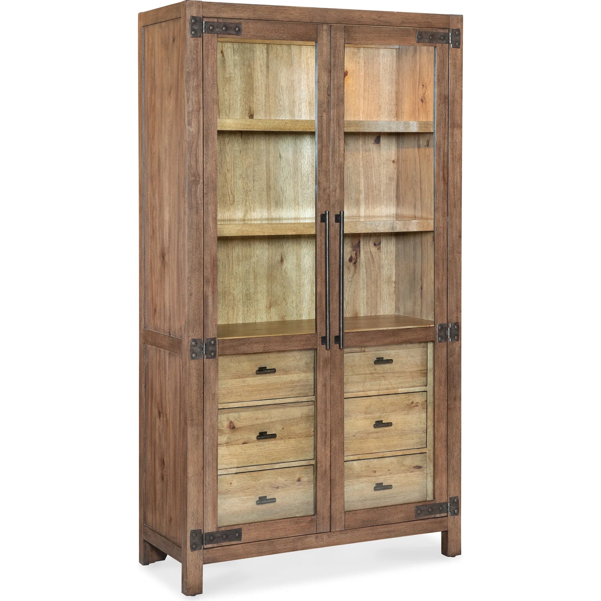 Vineyard Row Display Cabinet by Hooker Furniture in dark wood and napa. Made from unique in a transitional style.