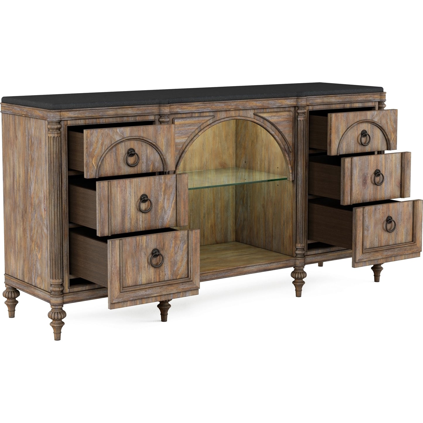 003 SI-2064913 | Additional Silo | Architrave Server by A.R.T. Furniture in almond. Made from pine solids and veneer, glass, granite, metal in a traditional style.