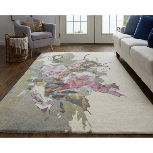 Dafney Transitional & Botanical Rug - 8864F by Feizy in purple, pink, green. Made from viscose, wool in a unique style.