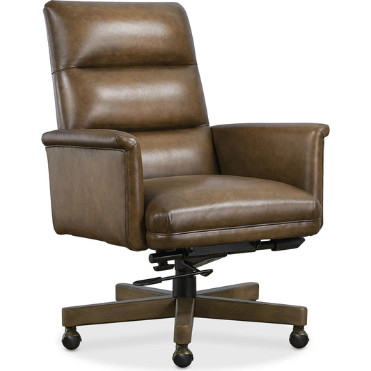 Starling Executive Swivel Tilt Chair by Hooker Furniture in nature and warm brown. Made from leather in a unique style.