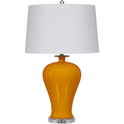 Imperial Yellow Table Lamp by Currey and Company in yellow. Made from porcelain, optic crystal, metal in a modern style.