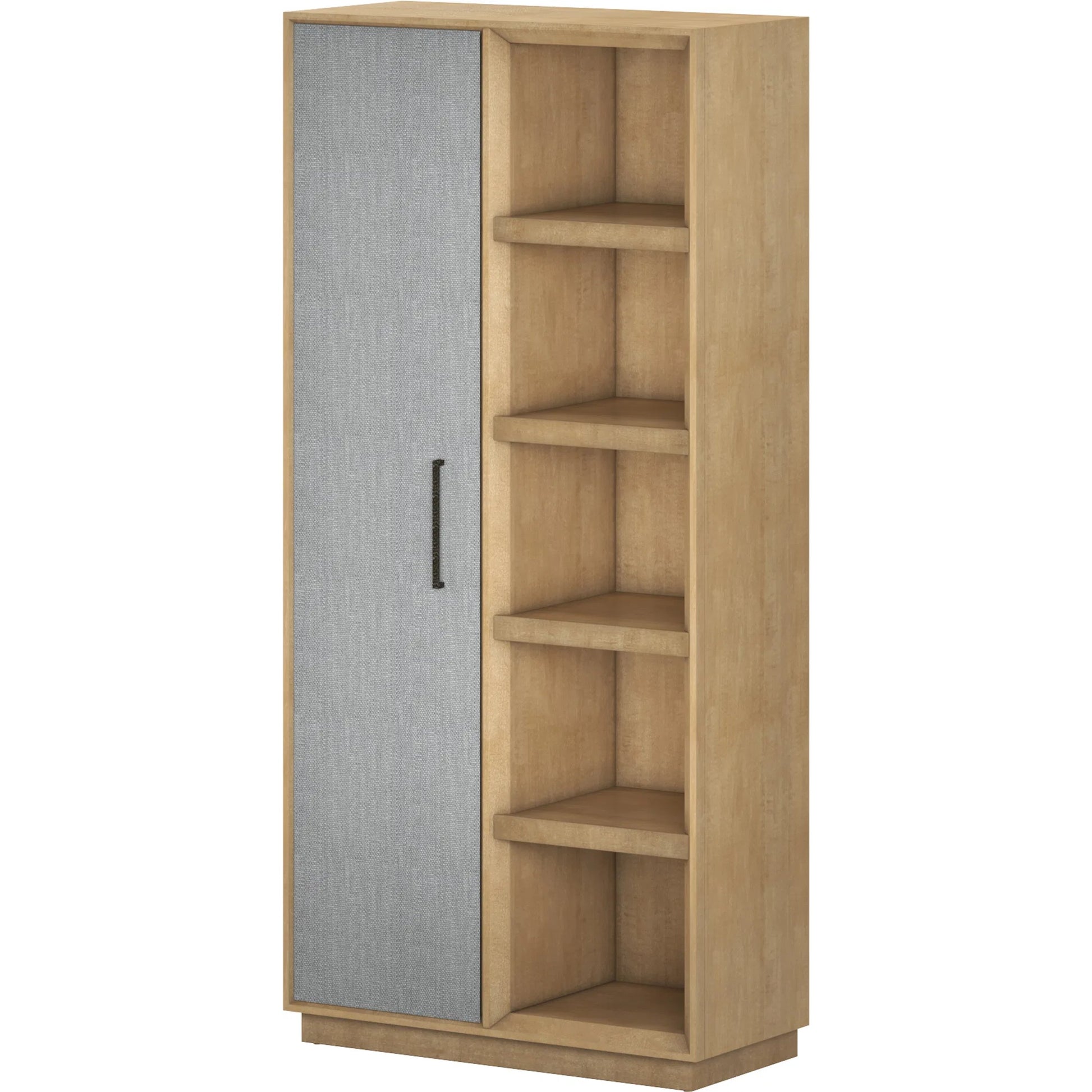 Loft Etagere Bookcase by A.R.T. Furniture in brown and natural maple. Made from poplar, rubberwood, figured maple, fabric in a modern style.