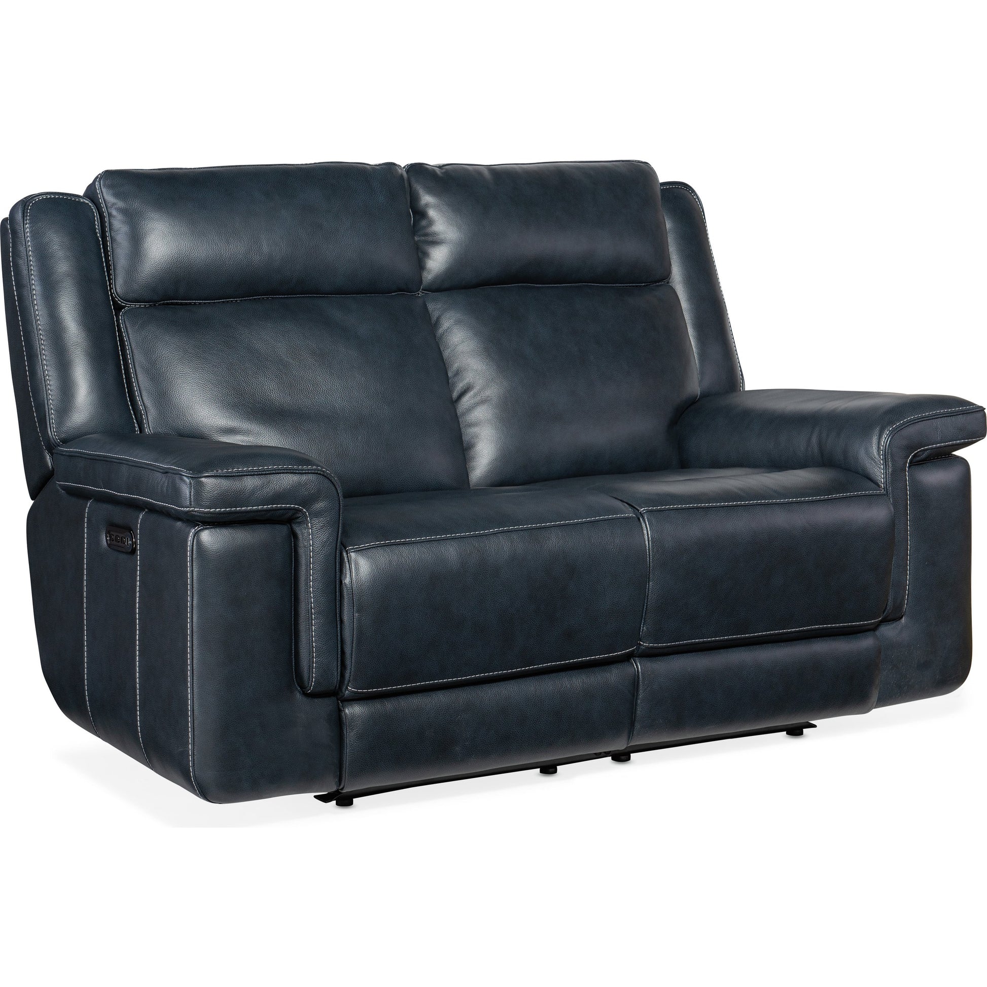 Montel Lay Flat Power Loveseat by Hooker Furniture in cosmos cobalt. Made from leather in a traditional style.
