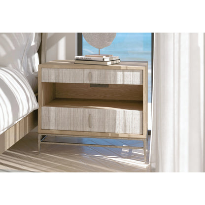 Water Clapotis Danish Cord Nightstand by Jonathan Charles in bleached oak. Made from oak, danish cord, metal in a transitional style.