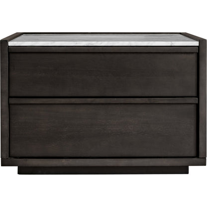 Ashcroft Nightstand by Moe's Home Collection in gray. Made from acacia veneer, white marble top, mdf in a transitional style.