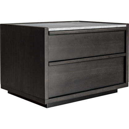Ashcroft Nightstand by Moe's Home Collection in gray. Made from acacia veneer, white marble top, mdf in a transitional style.