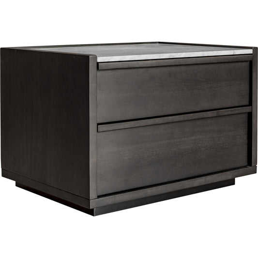 Ashcroft Nightstand by Moe's Home Collection in gray. Made from acacia veneer, white marble top, mdf in a transitional style.