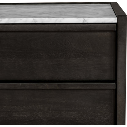 Ashcroft Nightstand by Moe's Home Collection in gray. Made from acacia veneer, white marble top, mdf in a transitional style.