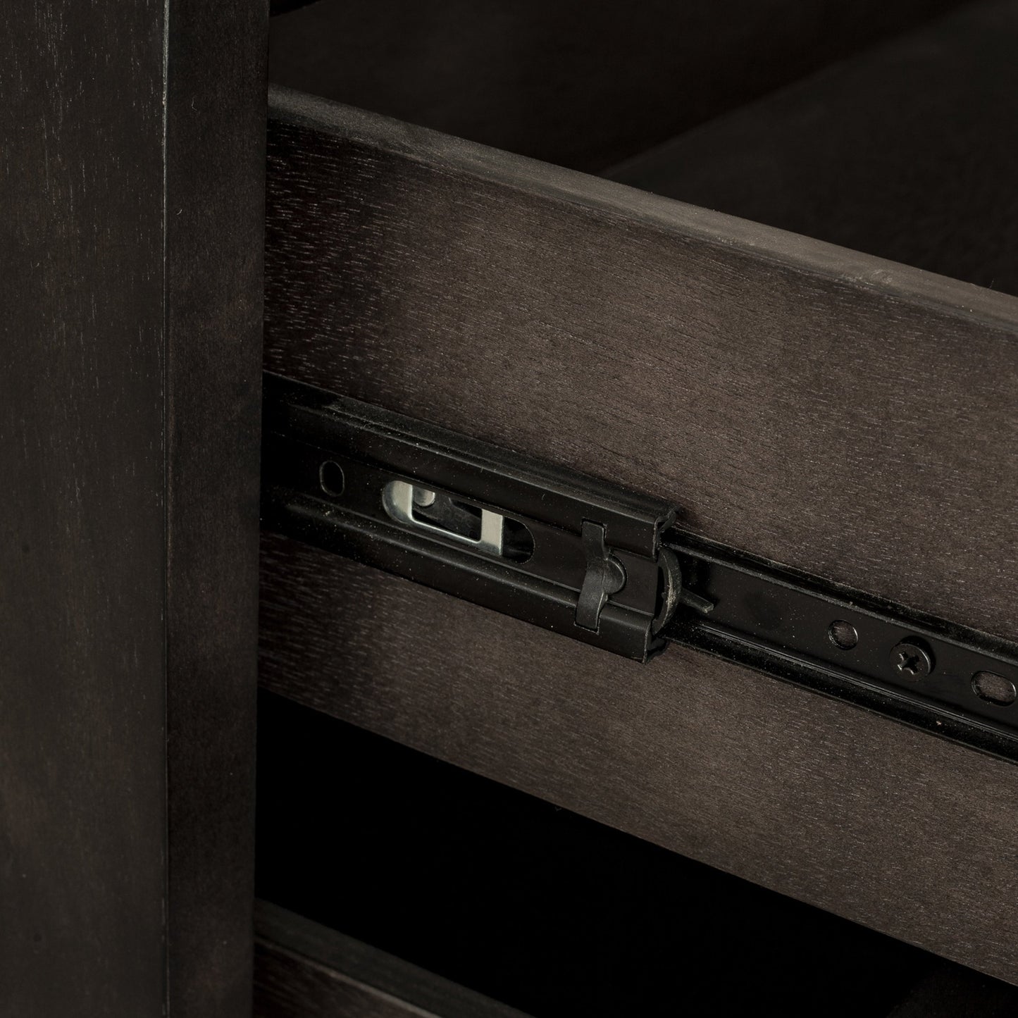 006 SI-1771606 | Closeup | Ashcroft Nightstand by Moe's Home Collection in gray. Made from acacia veneer, white marble top, mdf in a transitional style.