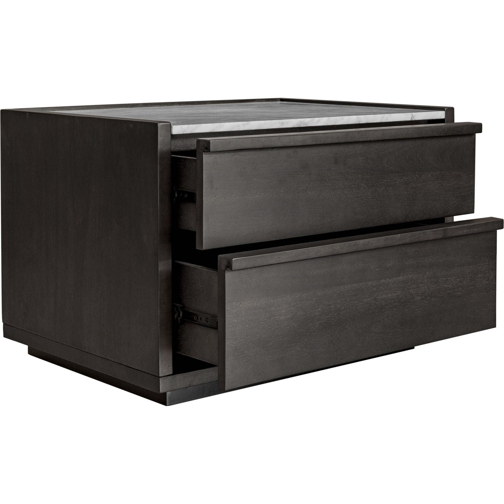 Ashcroft Nightstand by Moe's Home Collection in gray. Made from acacia veneer, white marble top, mdf in a transitional style.