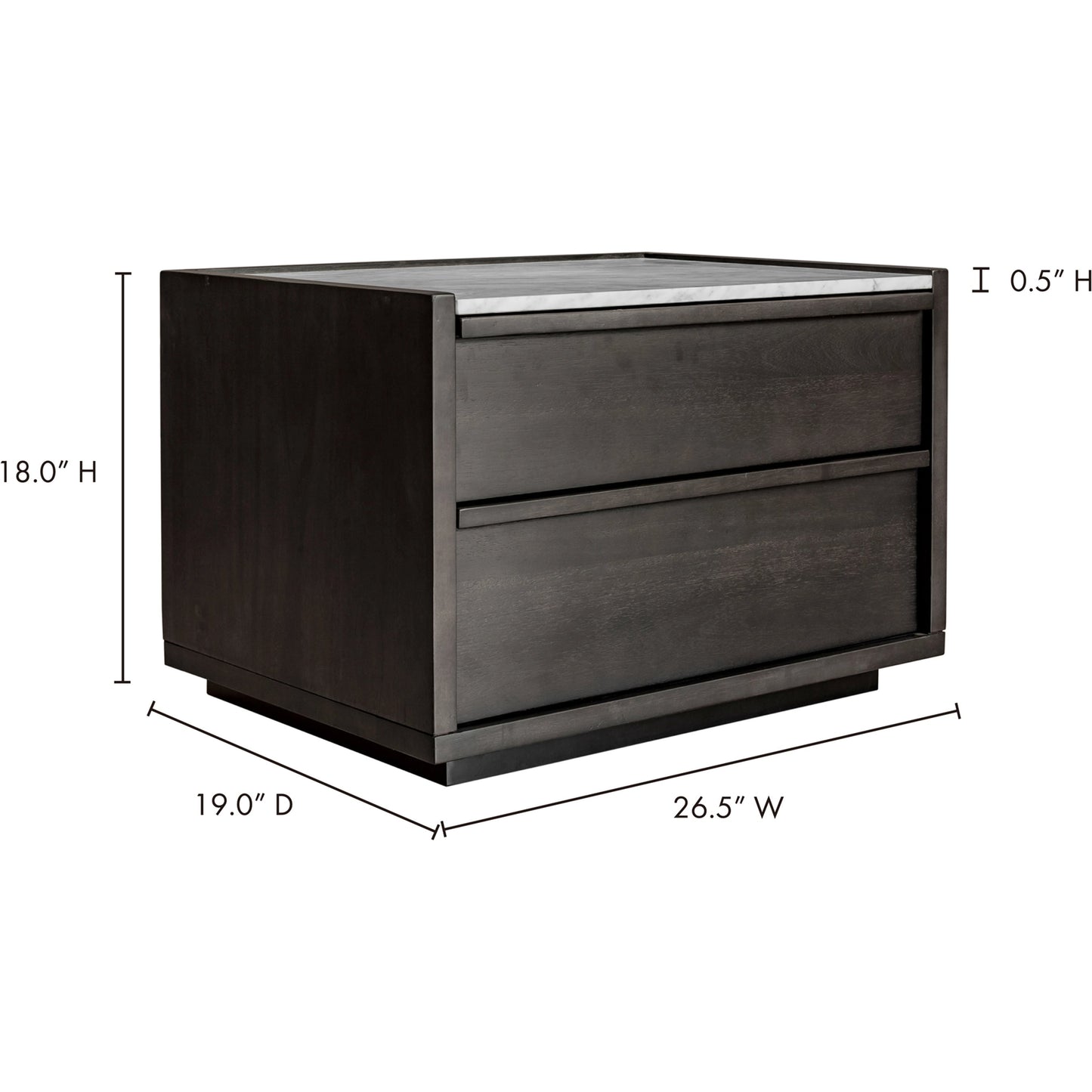 014 SI-1771606 | Additional Silo | Ashcroft Nightstand by Moe's Home Collection in gray. Made from acacia veneer, white marble top, mdf in a transitional style.