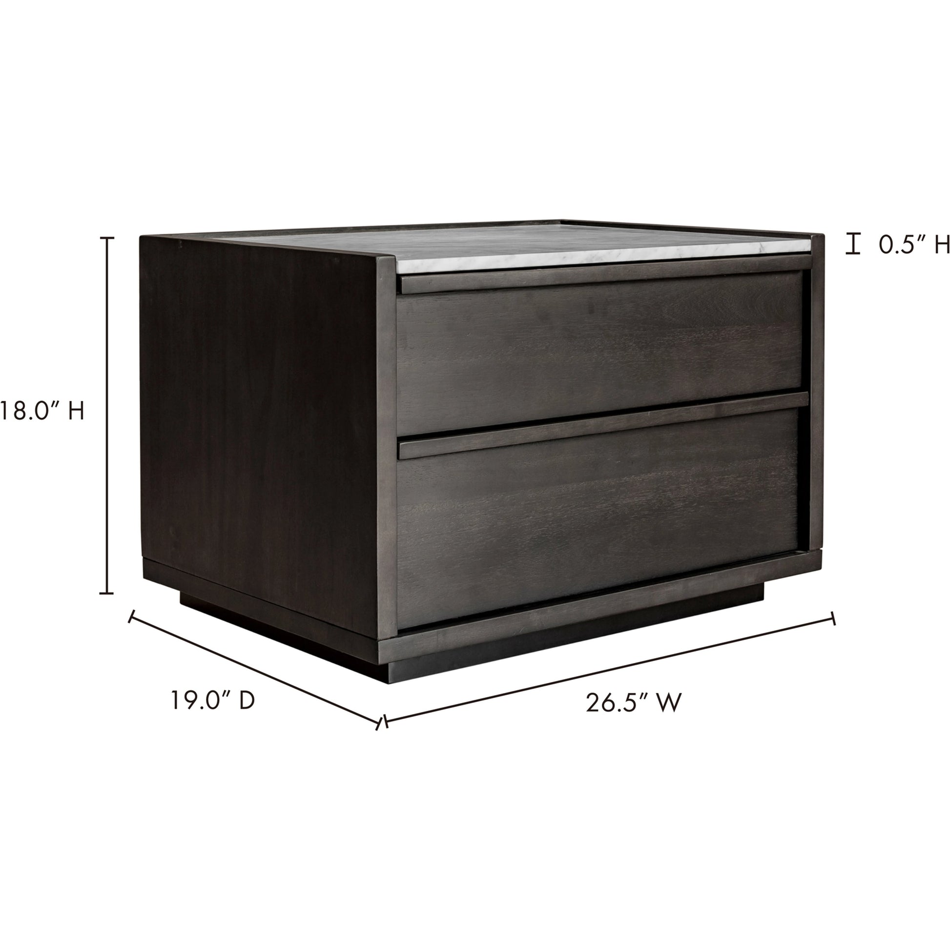 Ashcroft Nightstand by Moe's Home Collection in gray. Made from acacia veneer, white marble top, mdf in a transitional style.