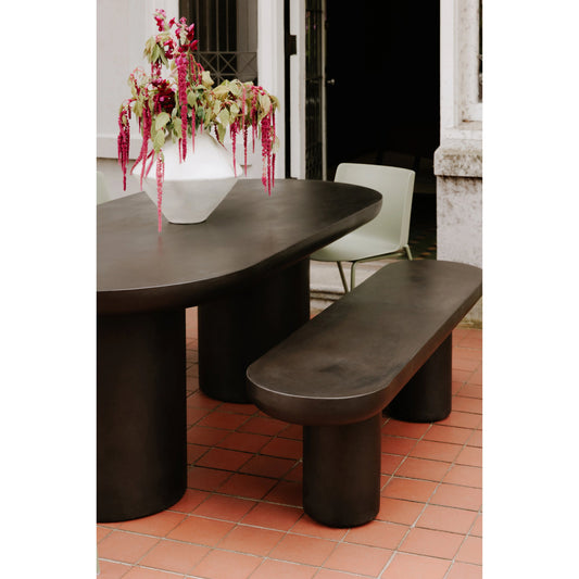 Rocca Bench by Moe's Home Collection in black. Made from concrete top, plywood frame in a modern style.