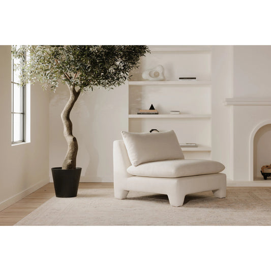 Estelle Lounge Chair by Moe's Home Collection. Made from upholstery: 98% polyester, 2% linen, plywood frame, elastic webbing support, cushion fill: high density foam, dacron fiber, duck feather in a unique style.