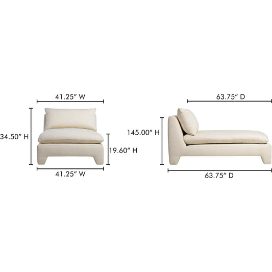 Estelle Chaise by Moe's Home Collection. Made from upholstery: 98% polyester, 2% linen, plywood frame, elastic webbing support, cushion fill: high density foam, dacron fiber, duck feather in a unique style.