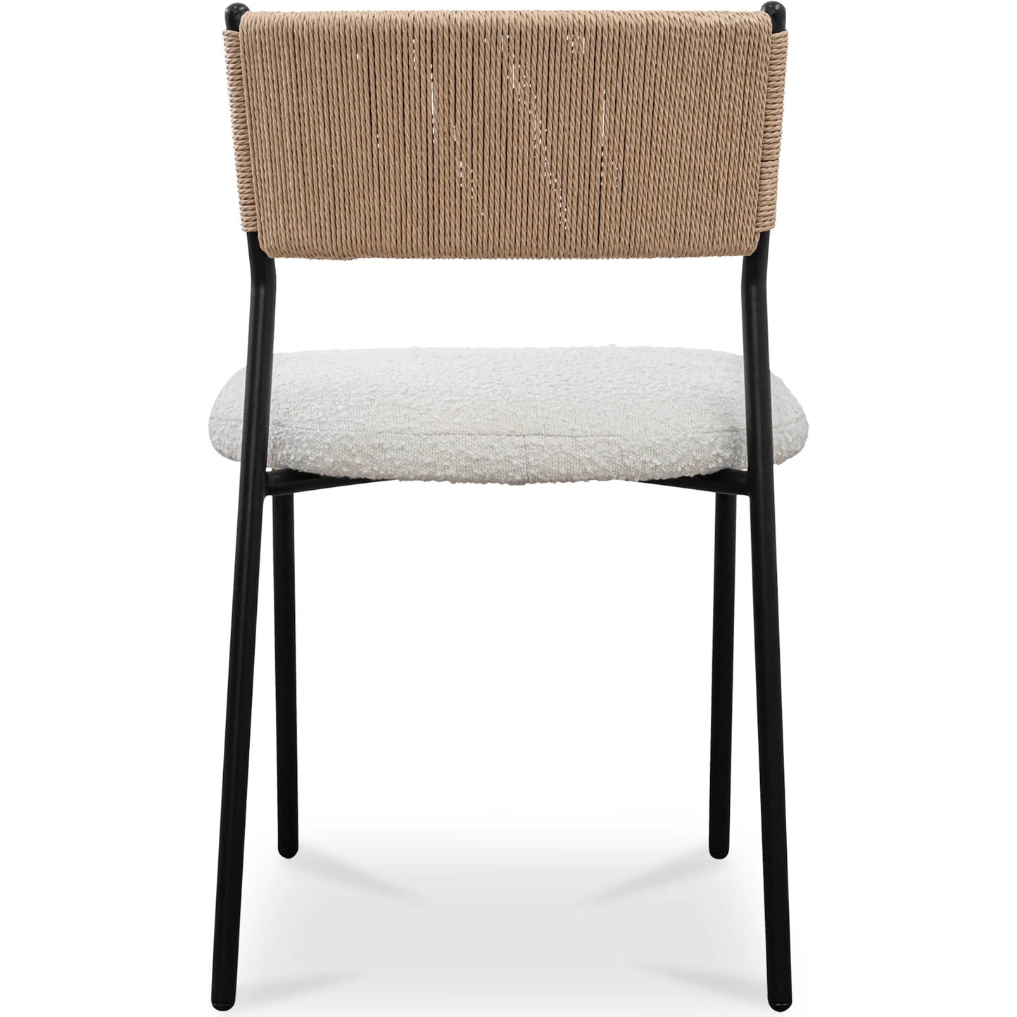 005 SI-2368049 | Additional Silo | Foley Dining Chair (Set of 2) by Moe's Home Collection in white. Made from upholstery: 95% polyester, 5% acrylic, paper rope, iron, foam in a transitional style.