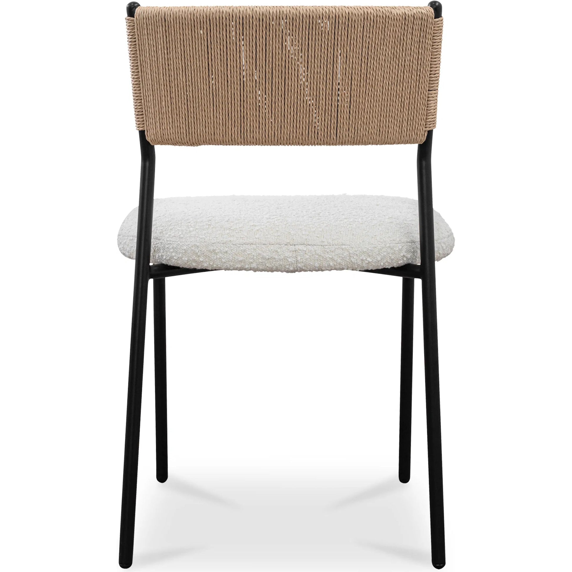 Foley Dining Chair (Set of 2) by Moe's Home Collection in white. Made from upholstery: 95% polyester, 5% acrylic, paper rope, iron, foam in a transitional style.