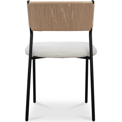 Foley Dining Chair (Set of 2) by Moe's Home Collection in white. Made from upholstery: 95% polyester, 5% acrylic, paper rope, iron, foam in a transitional style.