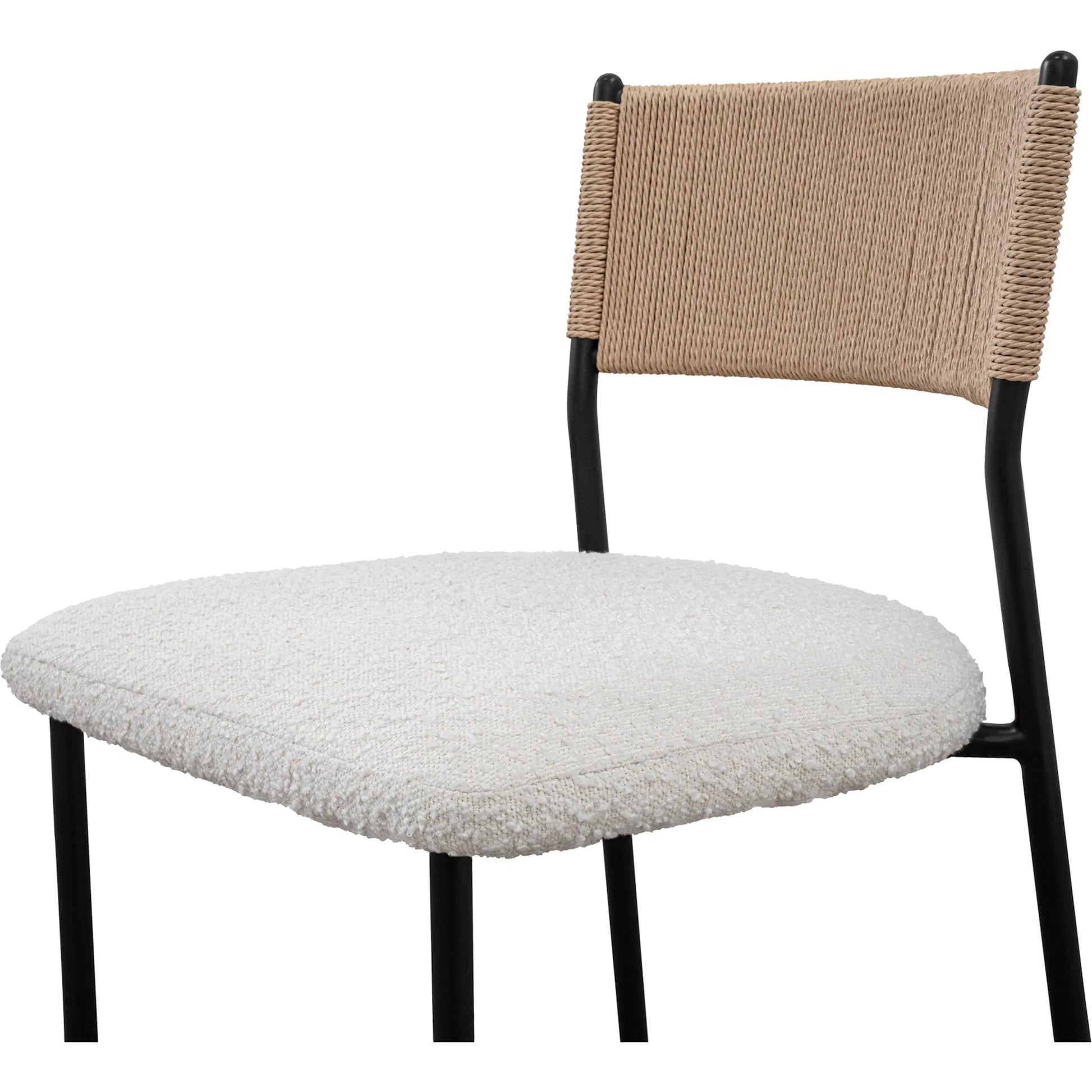 Foley Dining Chair (Set of 2) by Moe's Home Collection in white. Made from upholstery: 95% polyester, 5% acrylic, paper rope, iron, foam in a transitional style.